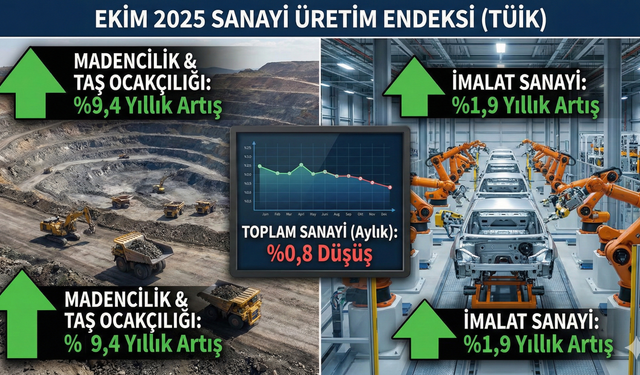 Sanayi üretimi ekimde yıllık bazda arttı, aylık bazda frene bastı