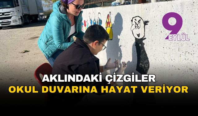 İzmir Torbalı'nın küçük dâhisi Atakan: Hafızasındaki çizgiler okul duvarlarına hayat veriyor