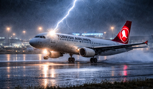 Şiddetli fırtına İzmir seferini vurdu: THY uçağına yıldırım çarptı