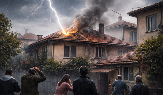 Manisa’da yıldırım paniği: Üç ev hasar gördü