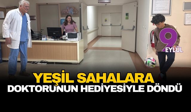 Kalp ameliyatı geçiren minik futbolcu Bilal yeşil sahalara doktorunun hediyesiyle döndü