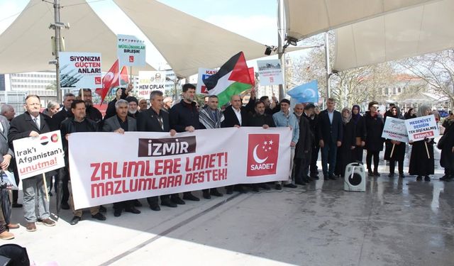 İzmir Saadet'den ABD ve Israil protestosu
