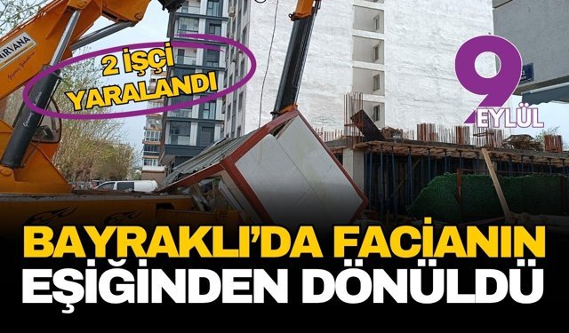 Bayraklı'da korku dolu anlar: vinç kolu güvenlik kulübesinin üzerine düştü!