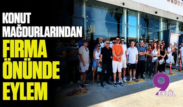 Konut mağdurlarından firma önünde eylem