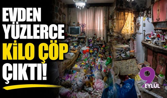 Bornova'da evden yüzlerce kilo çöp çıktı!