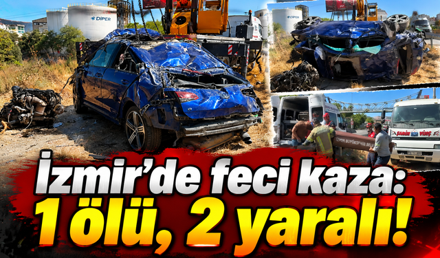 İzmir'de feci kaza: Otomobil şarampole yuvarlandı, 1 ölü, 2 yaralı!