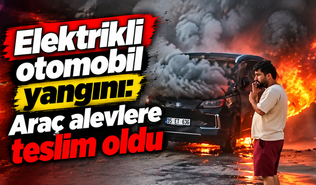Torbalı’da elektrikli otomobil yangını: Araç alevlere teslim oldu
