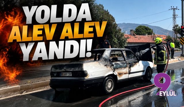 Yolda alev alev yandı!
