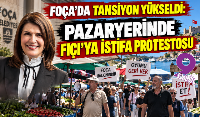 Foça’da tansiyon yükseldi: Pazaryerinde Fıçı’ya istifa protestosu