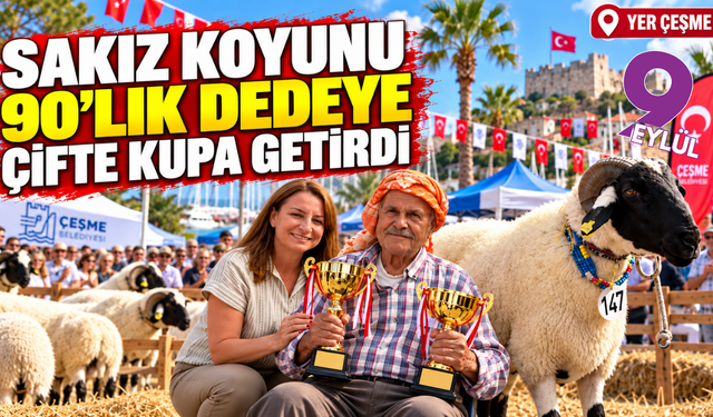 Sakız koyunu 90'lık dedeye çifte kupa getirdi