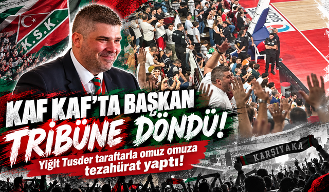 Karşıyaka’da Başkan Tribüne Döndü: Yiğit Tusder Taraftarla Omuz Omuza Tezahürat Yaptı!"