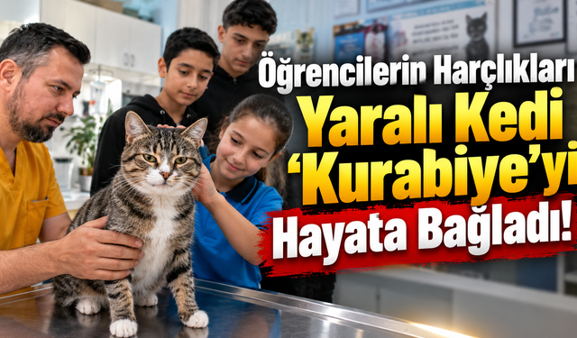 Öğrencilerin Harçlıkları Yaralı Kedi 'Kurabiye'yi Hayata Bağladı!