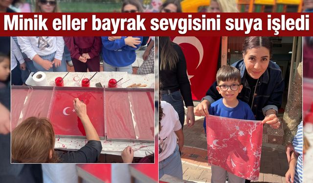 Minik eller bayrak sevgisini suya işledi