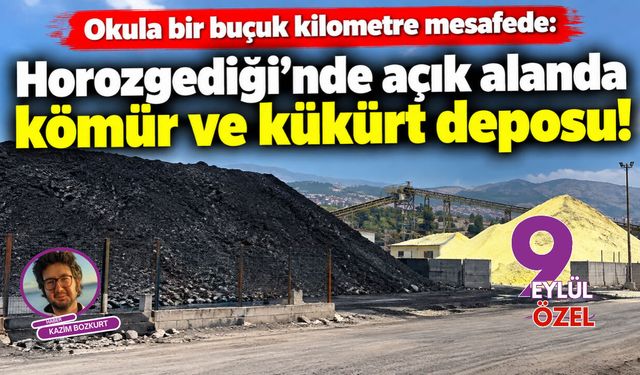 Okula bir buçuk kilometre mesafede: Horozgediği'nde açık alanda kömür ve kükürt deposu!