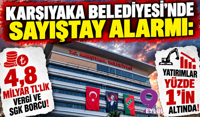 Karşıyaka Belediyesi’nde Sayıştay alarmı: 4,8 milyar TL’lik vergi ve SGK borcu, yatırımlar yüzde 1’in altında!