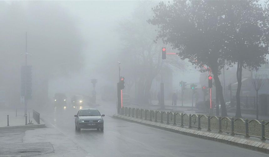 Edirne'de yoğun sis; görüş mesafesi 50 metrenin altına indi