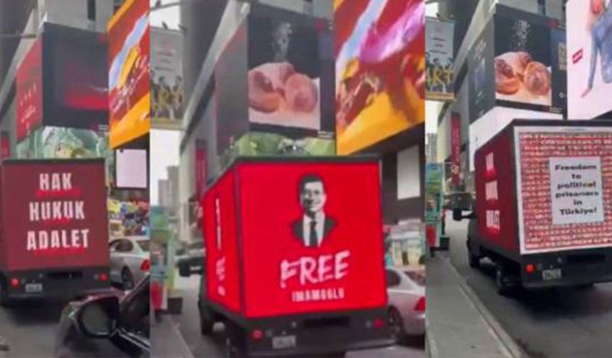 Erdoğan’ın New York ziyaretinde “Free İmamoğlu” yazılı kamyon dikkat çekti