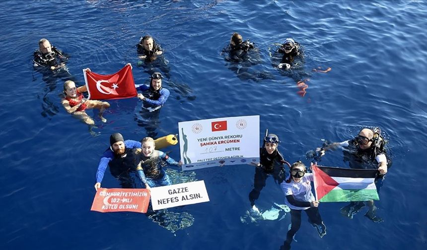 Şahika Ercümen’den Gazze’ye anlamlı rekor: Tek nefeste 107 metreye indi