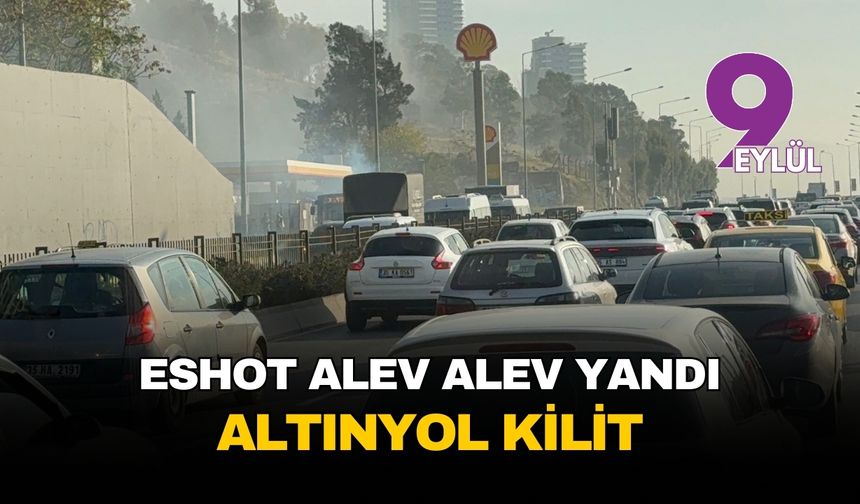 Bayraklı'da halk otobüsü alev aldı: Yolcular tahliye edildi, trafik felç oldu
