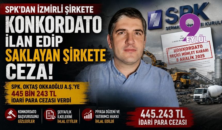 SPK, konkordato ilan edip saklayan İzmirli şirkete cezayı kesti