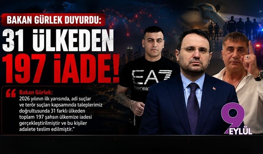 Bakan Gürlek: 31 ülkeden 197 şüpheli Türkiye'ye iade edildi