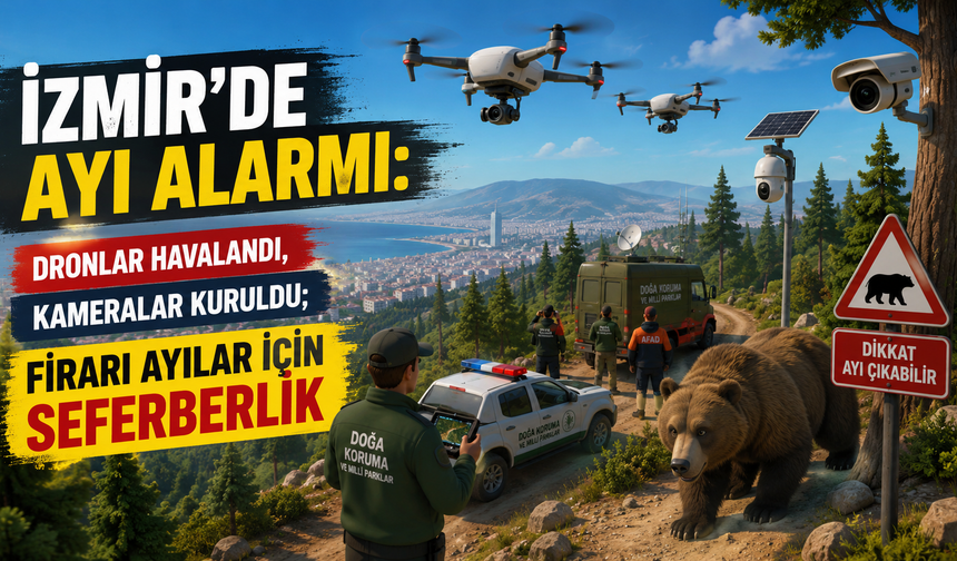 İzmir'de ayı alarmı: Dronlar havalandı, kameralar kuruldu; firari ayılar için seferberlik