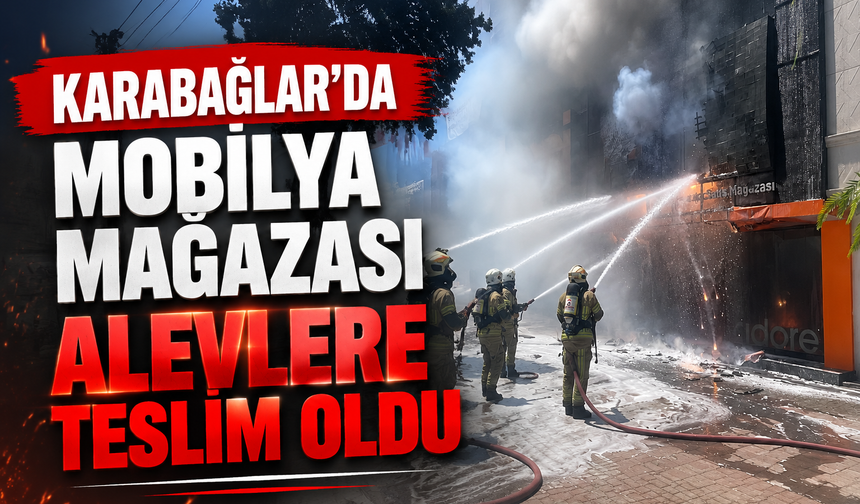 Karabağlar’da mobilya mağazası alevlere teslim oldu
