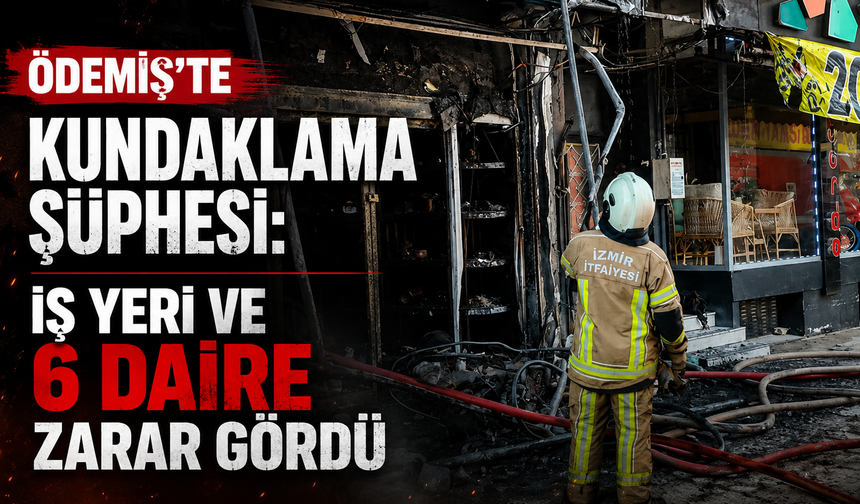 Ödemiş’te kundaklama şüphesi: İş yeri ve 6 daire zarar gördü