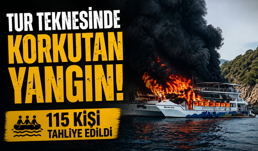 Tur teknesinde korkutan yangın: 115 kişi tahliye edildi