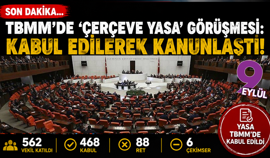 TBMM’de çerçeve yasa kabul edildi: 468 oyla Meclis’ten geçti