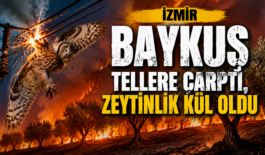 Baykuş çarptı, zeytinlik yandı