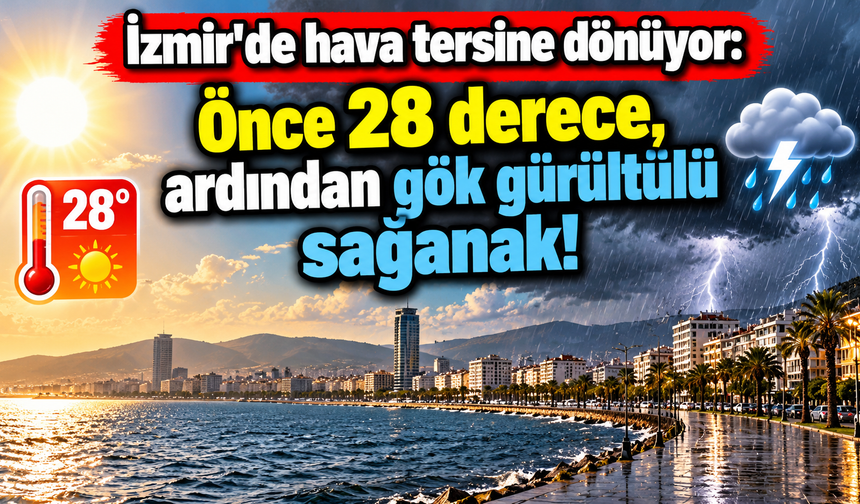 İzmir'de hava tersine dönüyor: Önce 28 derece, ardından gök gürültülü sağanak