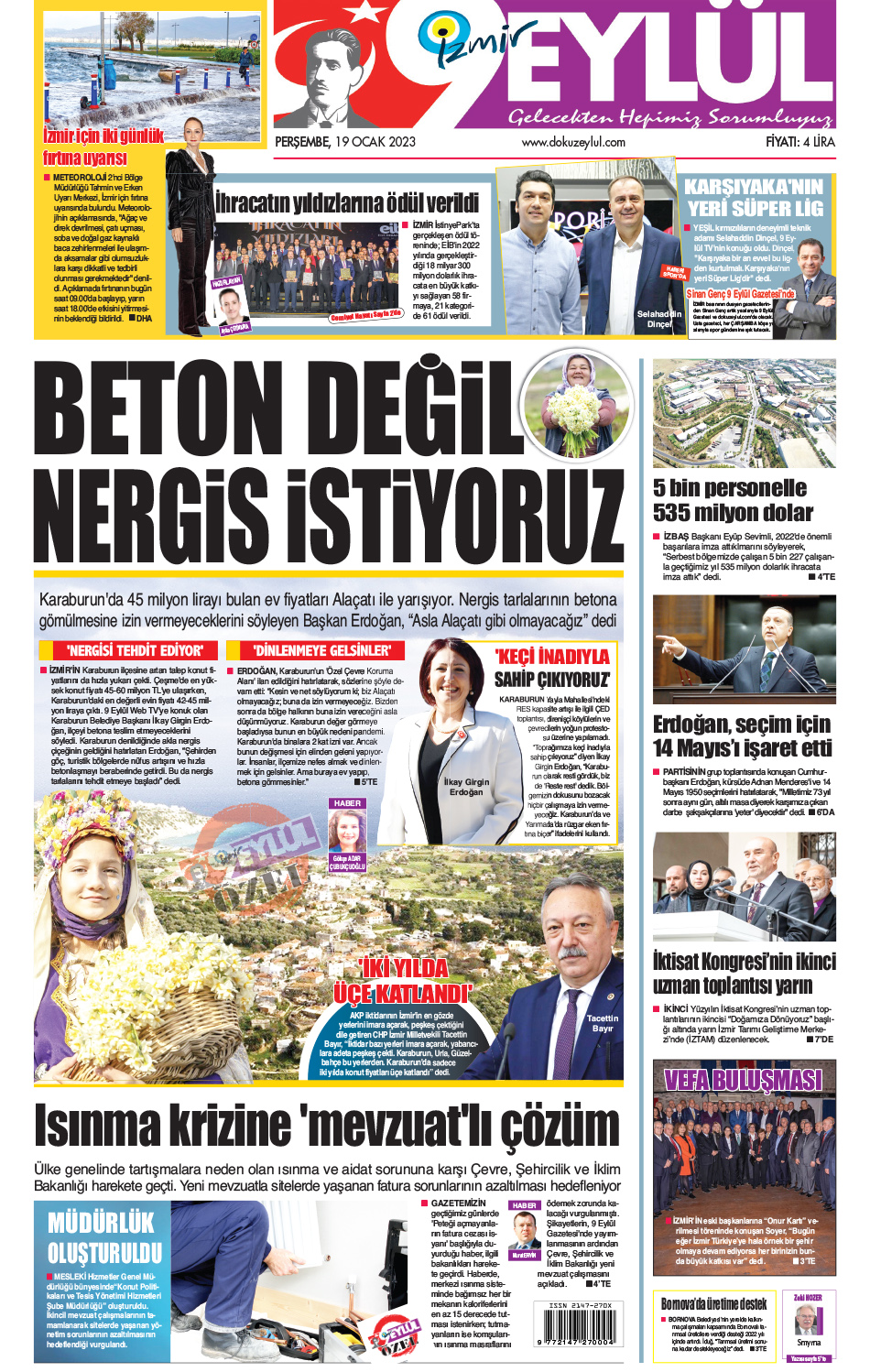 Dokuz Eylül Gazetesi | Güncel İzmir Haberleri - 19.01.2023 Manşeti
