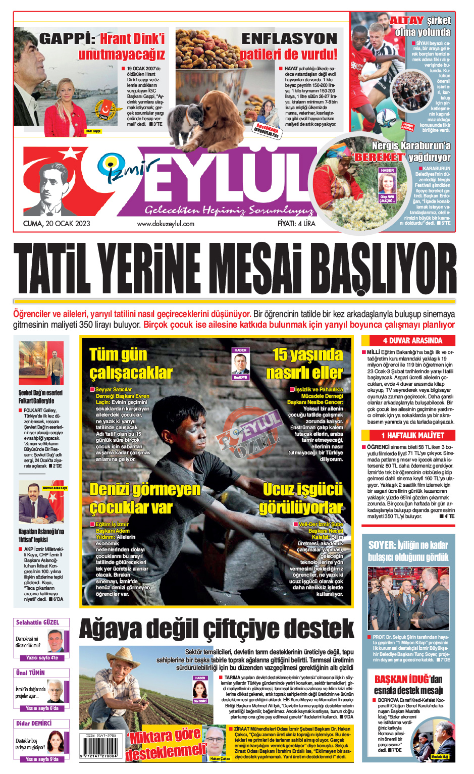 Dokuz Eylül Gazetesi | Güncel İzmir Haberleri - 20.01.2023 Manşeti