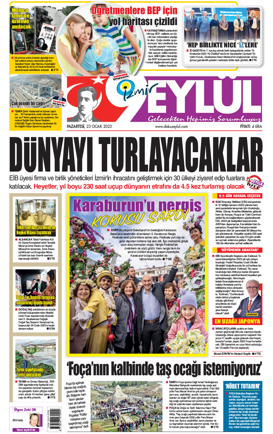 Dokuz Eylül Gazetesi | Güncel İzmir Haberleri - 23.01.2023 Manşeti