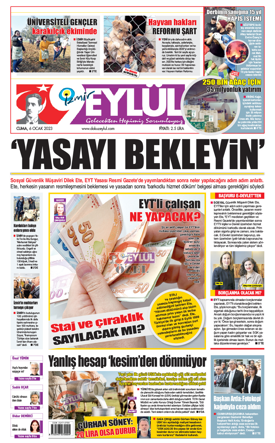 Dokuz Eylül Gazetesi | Güncel İzmir Haberleri - 06.01.2023 Manşeti