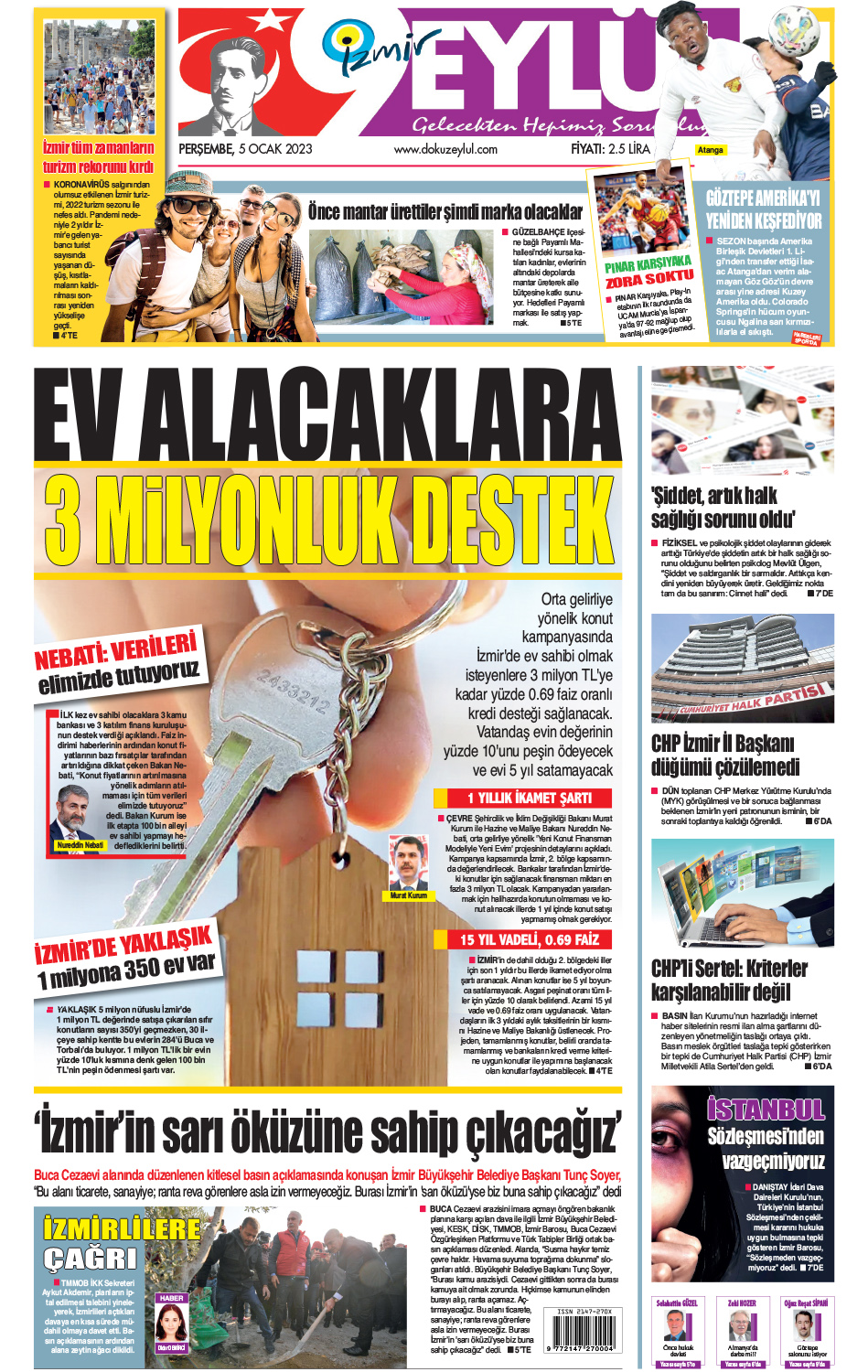 Dokuz Eylül Gazetesi | Güncel İzmir Haberleri - 05.01.2023 Manşeti
