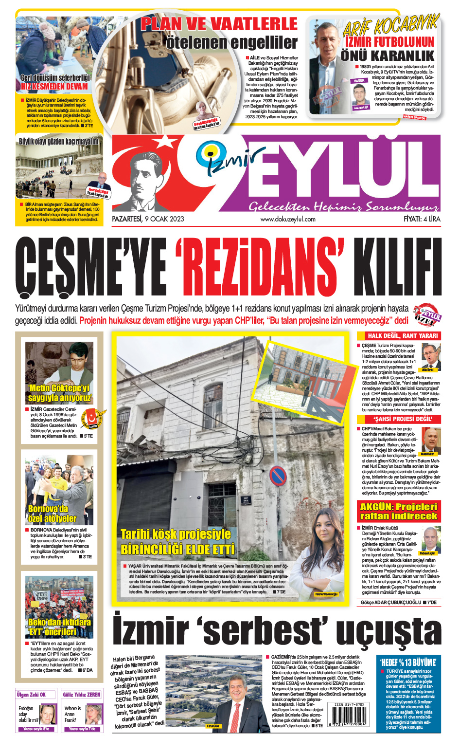 Dokuz Eylül Gazetesi | Güncel İzmir Haberleri - 09.01.2023 Manşeti
