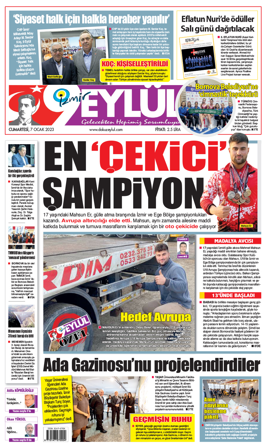 Dokuz Eylül Gazetesi | Güncel İzmir Haberleri - 07.01.2023 Manşeti