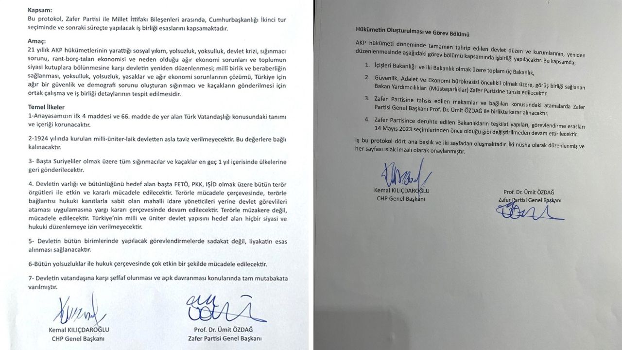 Ümit Özdağ Kemal Kılıçdaroğlu ile imzalanan gizli protokol metnini paylaştı!-2