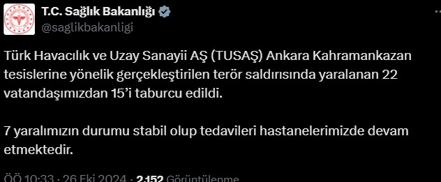 Saglik Bakanligi Tusas Aciklamasi