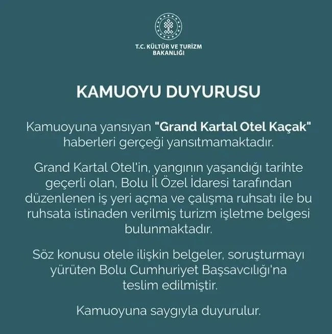 Bakanlığın Açıklaması