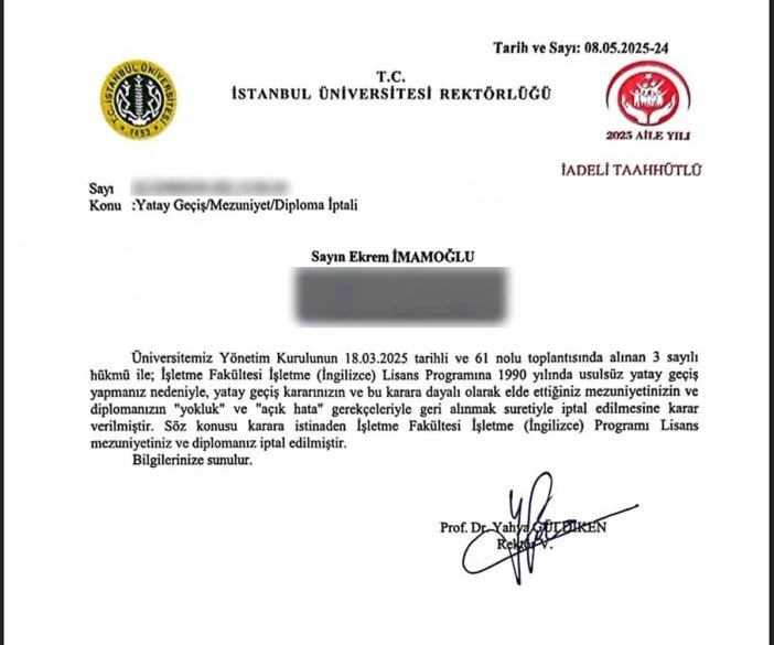 Imamoglu Na Diploma Iptali Tebligati 55 Gun Sonra Yapildi