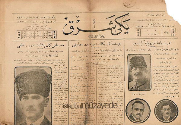 1922 Tarihli Yeni Şark Gazetesi