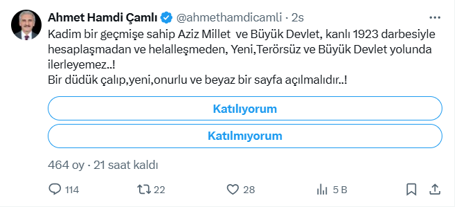 Akp Li Yeliz Den Tepki Ceken Cumhuriyet Paylasimi 1923 Darbesiyle Hesaplasmadan