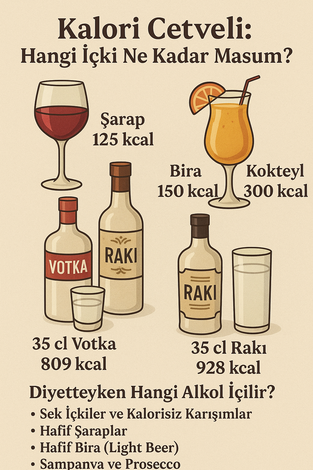 ALKOL KALORİ CETVELİ