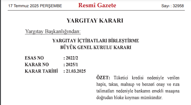 Yargitay In Tuketici Kredisi Karari Resmi Gazetede Bankalar Emekli Maasina Bloke Koyabilecek-1