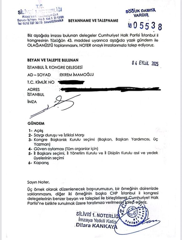 Noter Dilekce