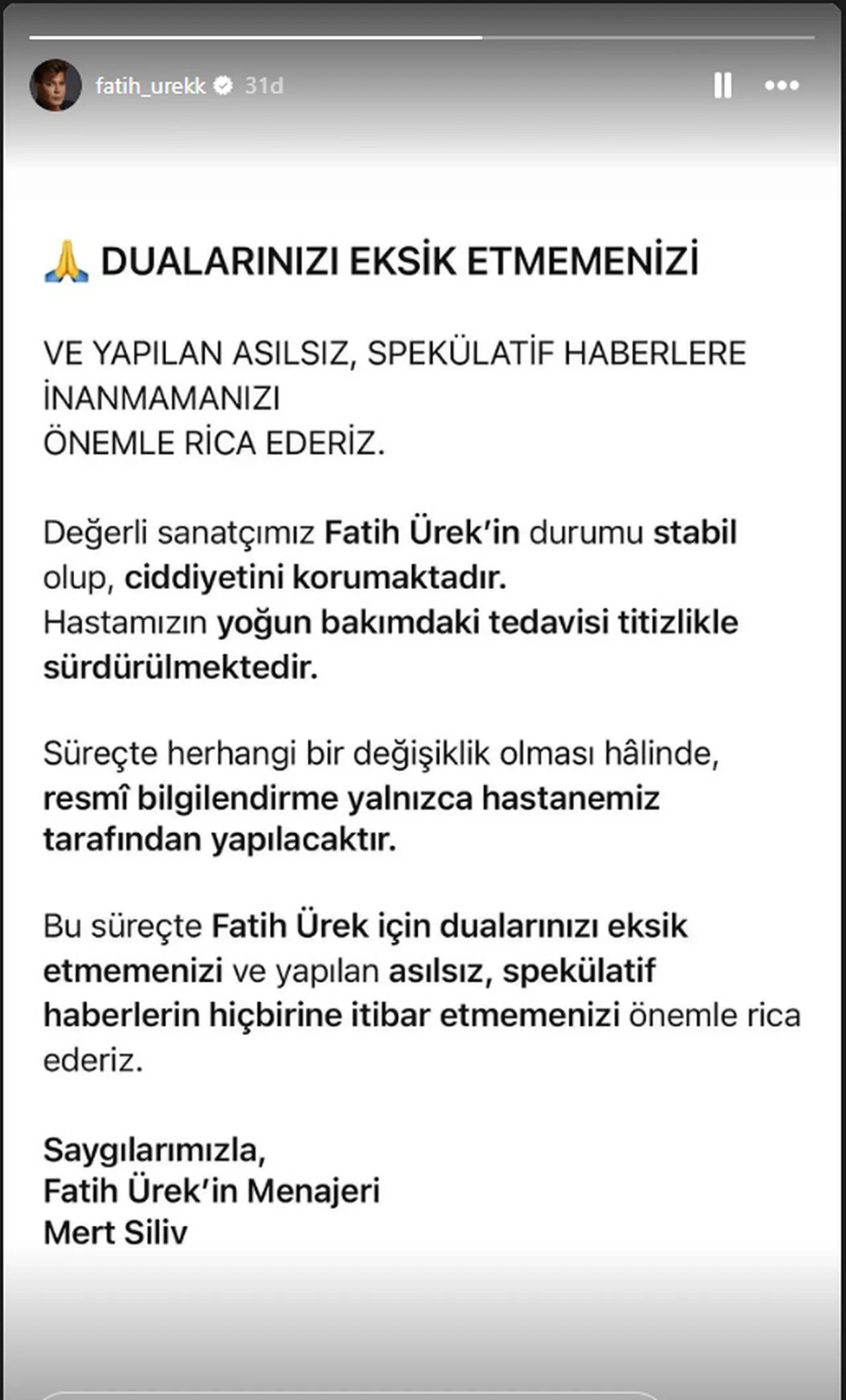 Yogun Bakimdaki Fatih Urek Hakkinda Yeni Gelisme Umut Verici Detayi En Yakini Paylast 3256859 202510171458 3