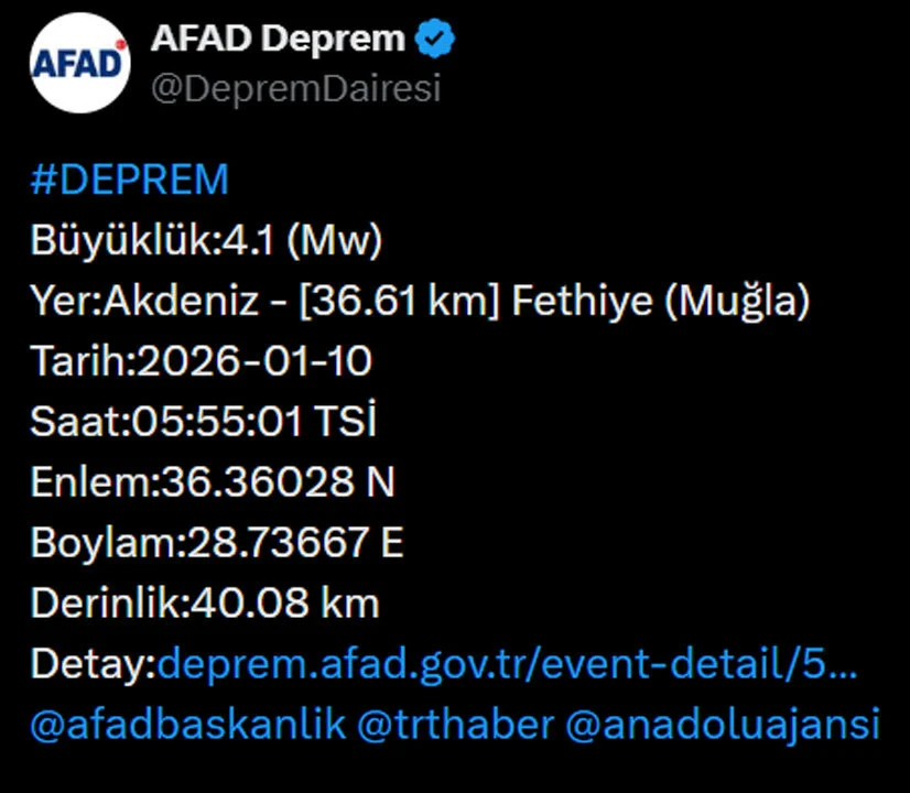 Fethiye De 4 1 Siddetinde Deprem